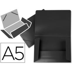 Carpeta LIDERPAPEL gomas solapas 34945 polipropileno DIN A5 negra opaco