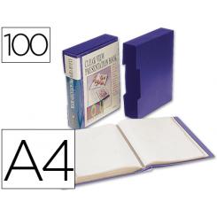 Carpeta LIDERPAPEL personaliza 37862 100 fundas polipropilenodin A4 azul con cajetin