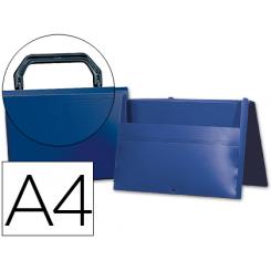 Carpeta LIDERPAPEL portadocumentos broche polipropileno DIN A4 azul con asa