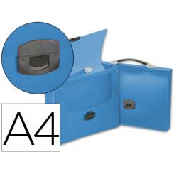 Carpeta LIDERPAPEL portadocumentos broche polipropileno DIN A4 azul transparente con asa