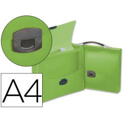Carpeta LIDERPAPEL portadocumentos broche polipropileno DIN A4 verde transparente con asa