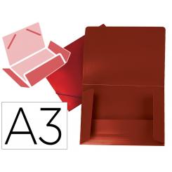 Carpeta LIDERPAPEL portadocumentos solapas polipropileno DIN A3 rojo translucido lomo flexible