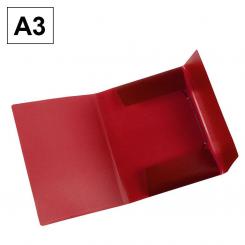 Carpeta PP Plus A3 con gomas y solapas Traslucida Rojo