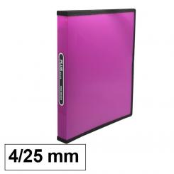 Carpeta PP Plus A4 4 anillas 25 mm Fucsia Rayado