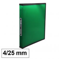 Carpeta PP Plus A4 4 anillas 25 mm Verde Rayado