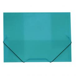 Carpeta PP Plus A4 con gomas y solapas Rayada Turquesa