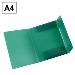 Carpeta PP Plus A4 con gomas y solapas Traslúcido verde
