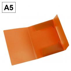 Carpeta PP Plus A5 con gomas y solapas Traslucida Naran