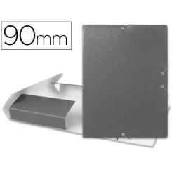 Carpeta proyectos LIDERPAPEL folio lomo 90mm carton gofrado gris