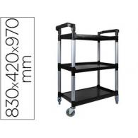 Carro de servicio multifuncional Q-CONNECT 3 estantes de polipropileno 830x420x970 mm