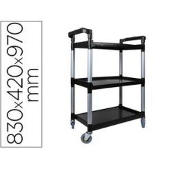 Carro de servicio multifuncional Q-CONNECT 3 estantes de polipropileno 830x420x970 mm