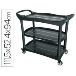 Carro de servicio multifuncional Q-CONNECT 3 estantes plastico 1115x524x940 mm