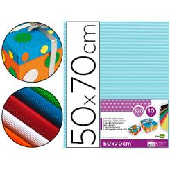 Carton ondulado LIDERPAPEL 50 x 70cm 320g/m2 celeste