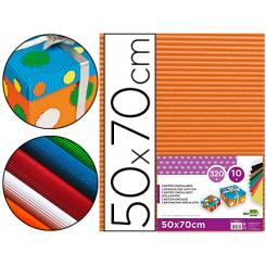 Carton ondulado LIDERPAPEL 50 x 70cm 320g/m2 naranja