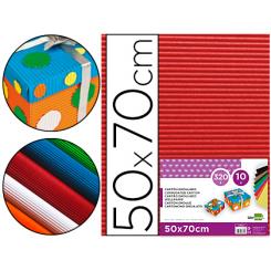 Carton ondulado LIDERPAPEL 50 x 70cm 320g/m2 rojo