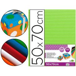 Carton ondulado LIDERPAPEL 50 x 70cm 320g/m2 verde pistacho
