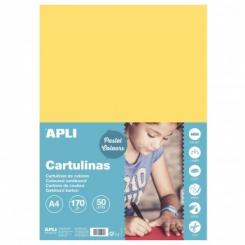 Cartulina APLI  170G A4 50H Amarillo Claro