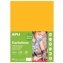 Cartulina APLI  170G A4 50H Amarillo Oro