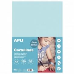 Cartulina APLI  170G A4 50H Azul Claro