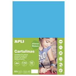Cartulina APLI  170G A4 50H Azul Medio