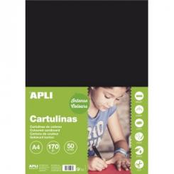 Cartulina APLI  170G A4 50H Negro