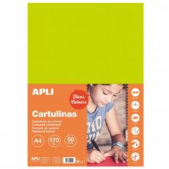 Cartulina APLI  170G A4 50H Verde Fluorescente