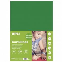 Cartulina APLI  170G A4 50H Verde Oscuro