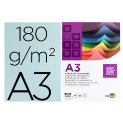 Cartulina LIDERPAPEL A3 180g/m2 celeste paquete de 100 hojas