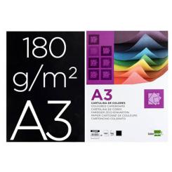 Cartulina LIDERPAPEL A3 180g/m2 negro paquete de 100 hojas