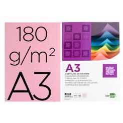 Cartulina LIDERPAPEL A3 180g/m2 rosa paquete de 100 hojas
