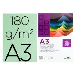 Cartulina LIDERPAPEL A3 180g/m2 verde paquete de 100 hojas