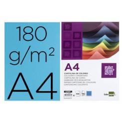 Cartulina LIDERPAPEL A4 180g/m2 azul paquete de 100 hojas