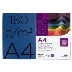 Cartulina LIDERPAPEL A4 180g/m2 azul ultramar paquete de 100 hojas