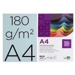 Cartulina LIDERPAPEL A4 180g/m2 celeste paquete de 100 hojas