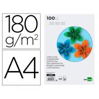 Cartulina LIDERPAPEL A4 180gr/m2 Crema Paquete De 100 Hojas
