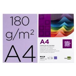 Cartulina LIDERPAPEL A4 180g/m2 lila paquete de 100 hojas