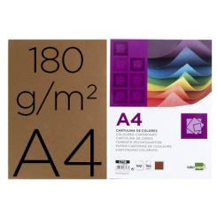 Cartulina LIDERPAPEL A4 180g/m2 marron paquete de 100 hojas