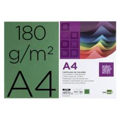 Cartulina LIDERPAPEL A4 180g/m2 verde abeto paquete de 100 hojas