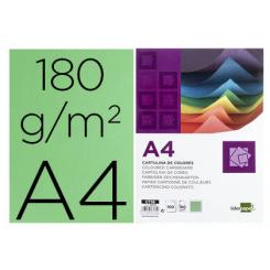 Cartulina LIDERPAPEL A4 180g/m2 verde billar paquete de 100 hojas
