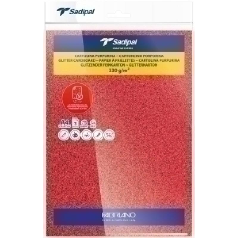 cartulina-purpurina-a4-sadipal-330g-rojo-paquete-de-3