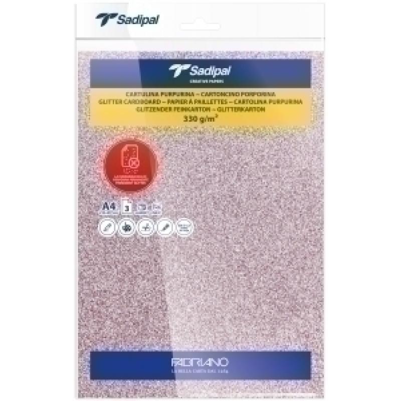 cartulina-purpurina-a4-sadipal-330g-rosa-paquete-de-3