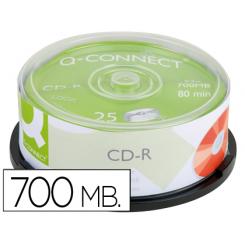 CD-r Q-CONNECT capacidad 700mb duracion 80min velocidad 52x bote de 25 unidades