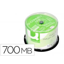 CD-r Q-CONNECT con superficie 100% imprimible para inkjet capacidad 700mb duracion 80minvelocidad 52x bote de 50 unid