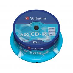 CD-R VERBATIM 700Mb 52X CrystalAzo (Tarrina 25)