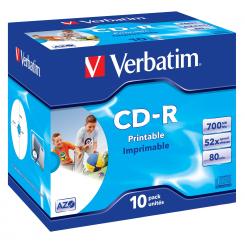 CD-R VERBATIM 700Mb 52X Imprimible (Pack 10 unidades)