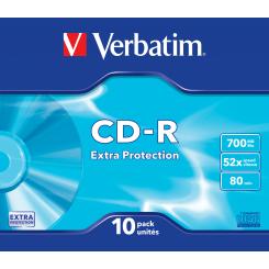 CD-R VERBATIM 700Mb 52X Slim (Pack 10 unidades)