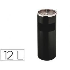 Cenicero papelera metalico Q-CONNECT con recogecolillas negro 61,5x25 cm