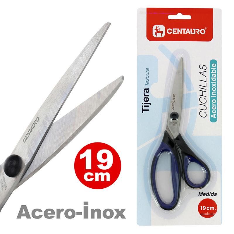 centauro-blister-1tijera-oficina-19cm-mango-negro-y-azul