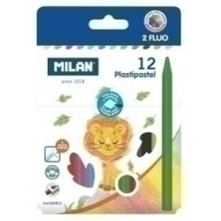 Ceras Milan Plastipastel Redondos Caja De 12 (2 Colores Fluor)