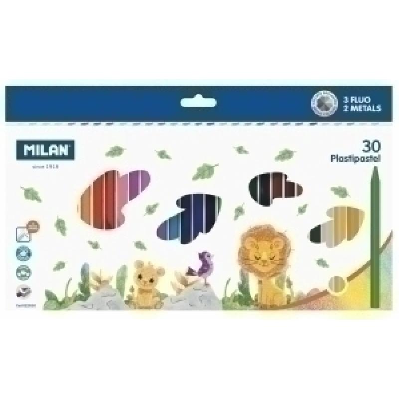 ceras-milan-plastipastel-redondos-caja-de-30-3-colores-fluor-y-dos-metal